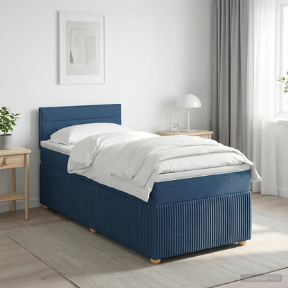 Boxspringbett mit Matratze mit Kopfteil Blau 90 x 200 cm Stoff