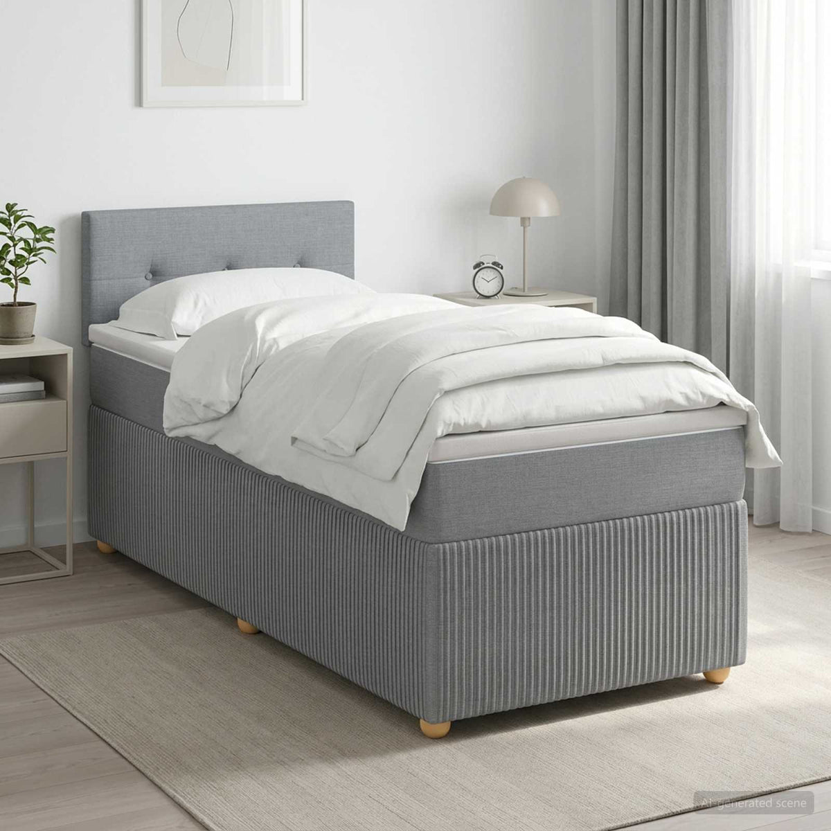 Boxspringbett mit Matratze Hellgrau 90 x 190 cm Stoff