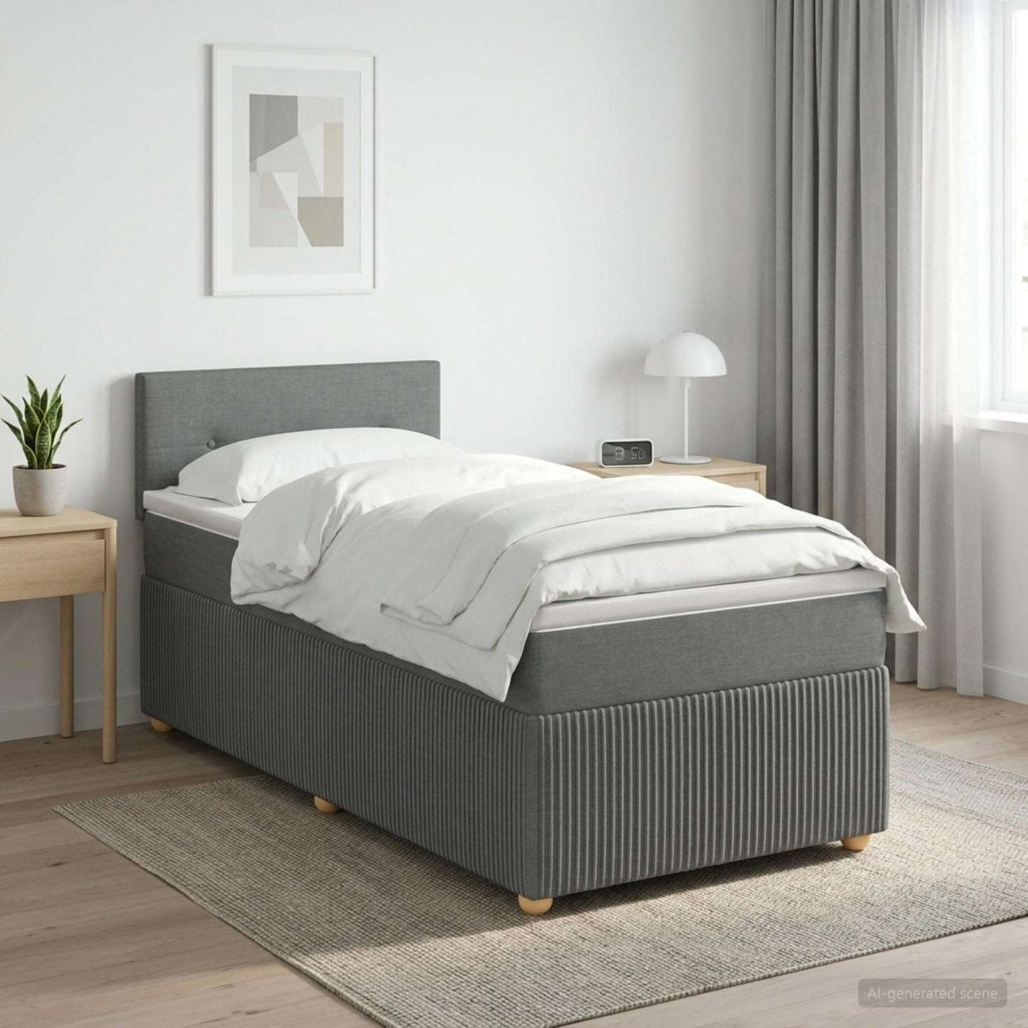Boxspringbett mit Matratze Dunkelgrau 80 x 200 cm Stoff