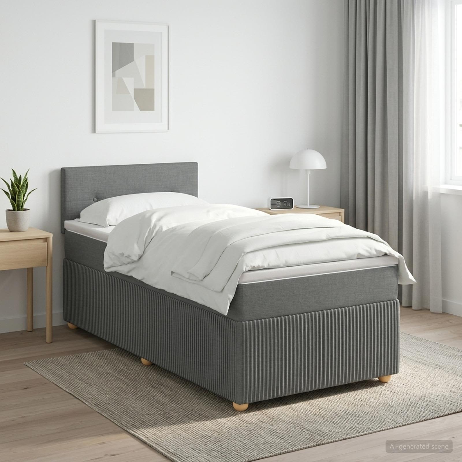 Boxspringbett mit Matratze Dunkelgrau 100 x 200 cm Stoff