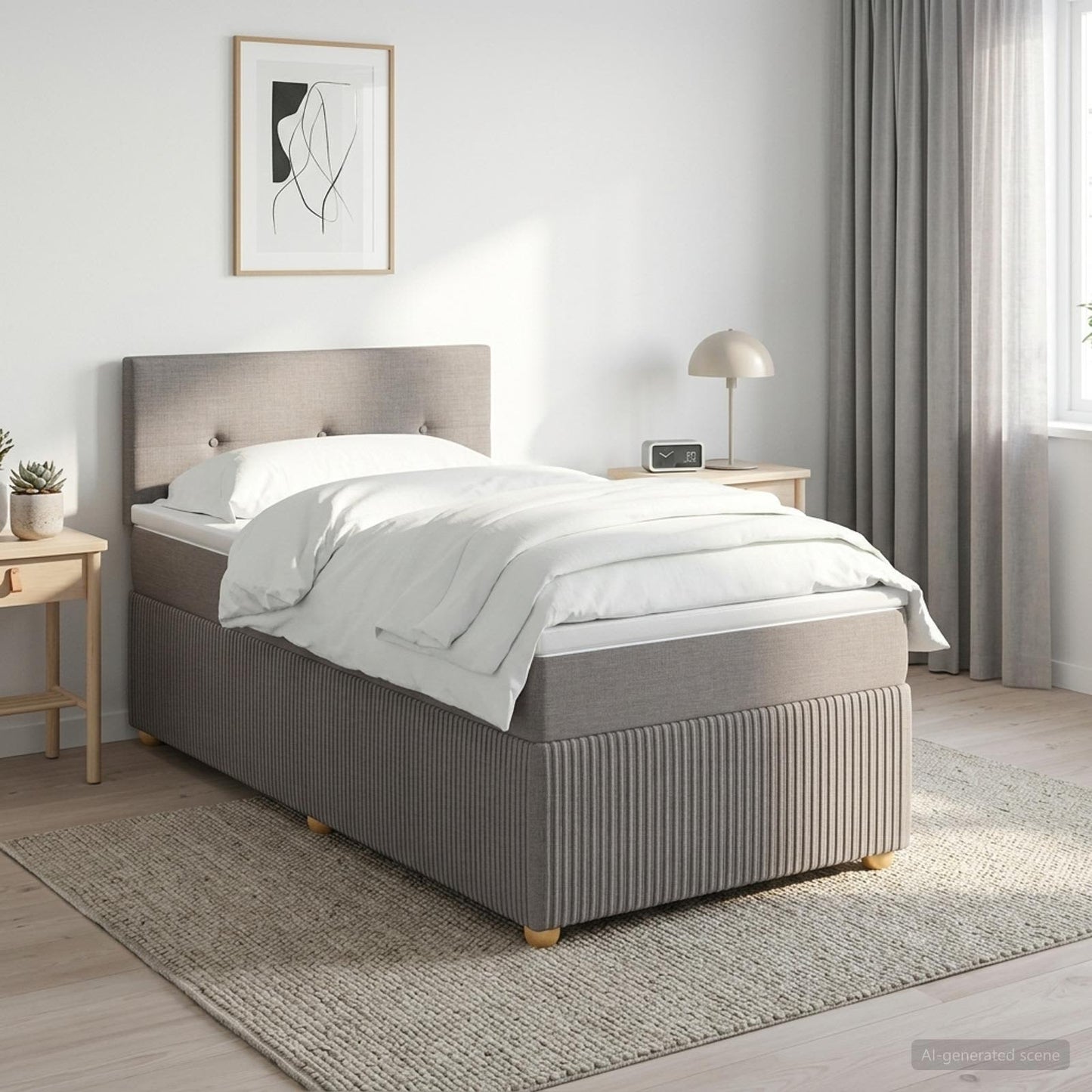 Boxspringbett mit Matratze mit Kopfteil Taupe 90 x 200 cm Stoff