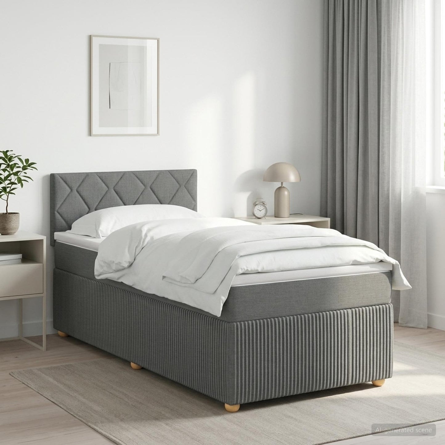 Boxspringbett mit Matratze Dunkelgrau 80 x 200 cm Stoff