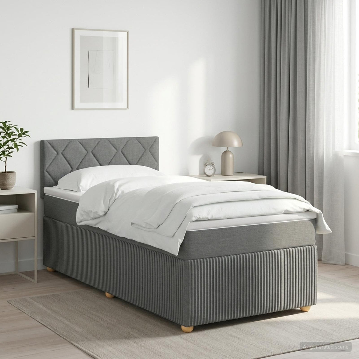 Boxspringbett mit Matratze Dunkelgrau 90 x 190 cm Stoff