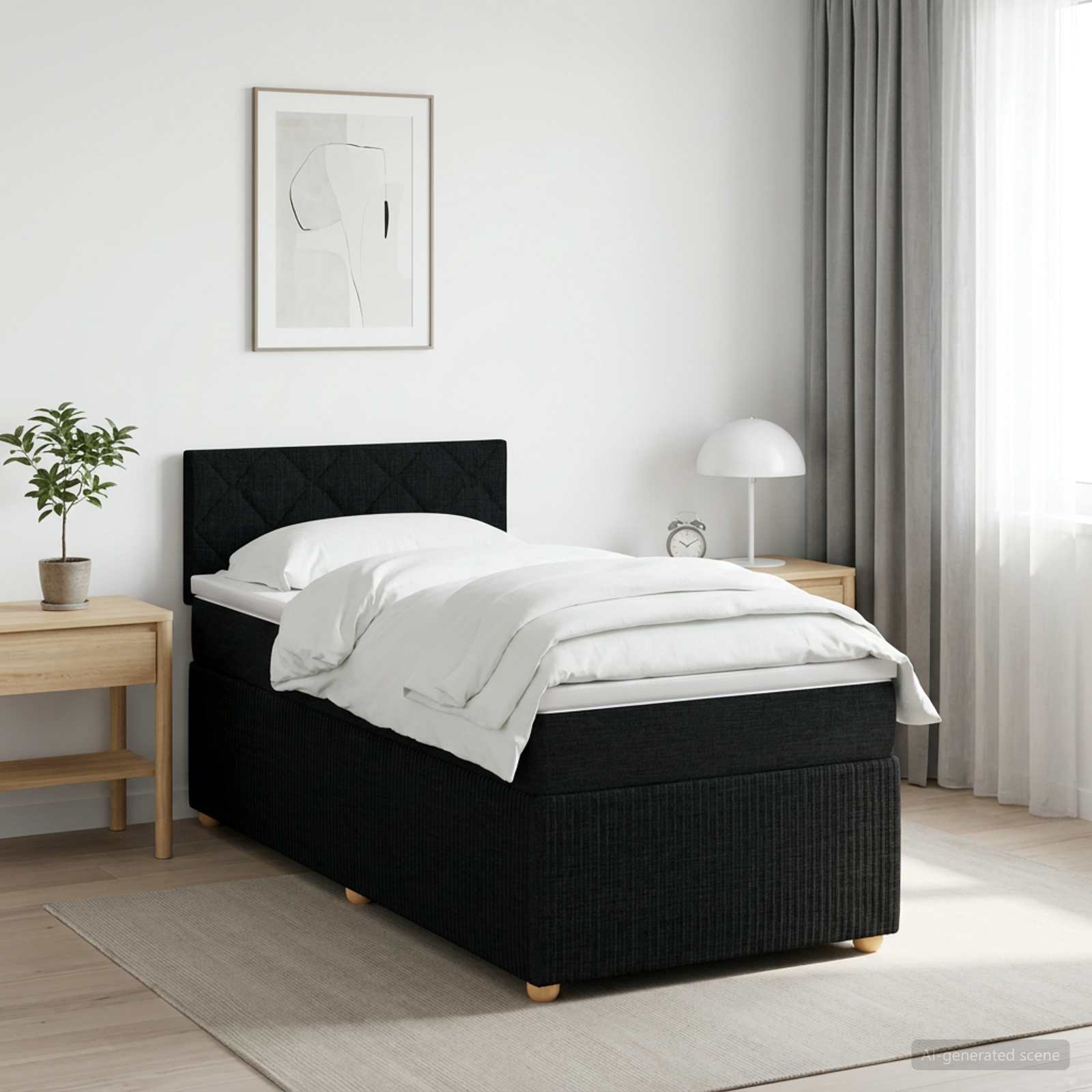 Boxspringbett mit Matratze Schwarz 80 x 200 cm Stoff