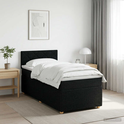 Boxspringbett mit Matratze Schwarz 80 x 200 cm Stoff