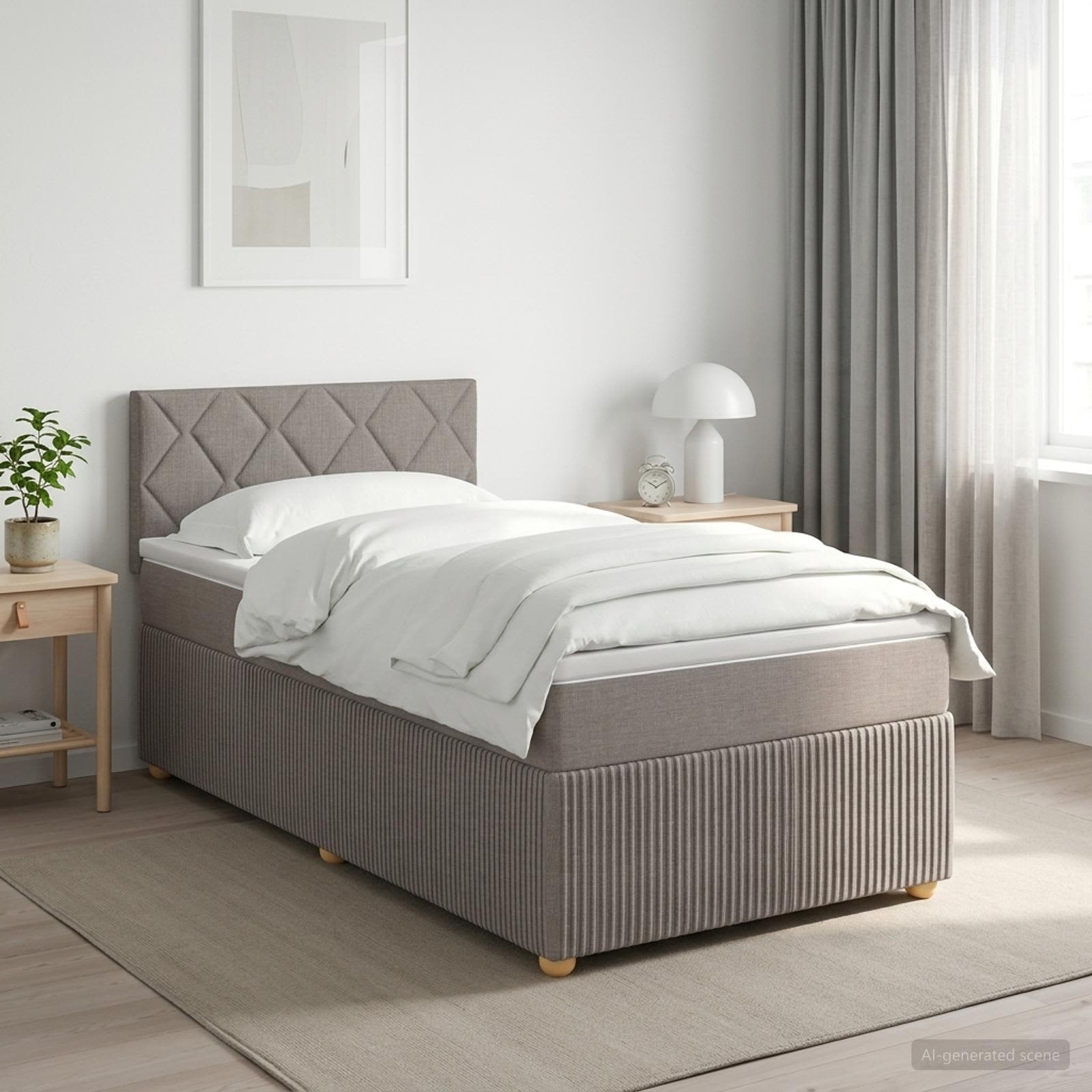 Boxspringbett mit Matratze mit Kopfteil Taupe 90 x 200 cm Stoff