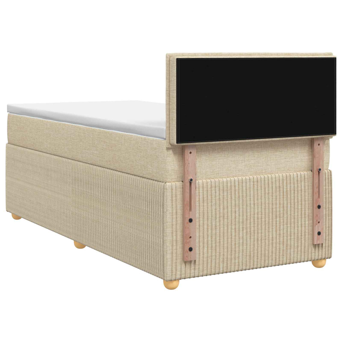 Boxspringbett mit Matratze mit Kopfteil Creme 90 x 200 cm Stoff
