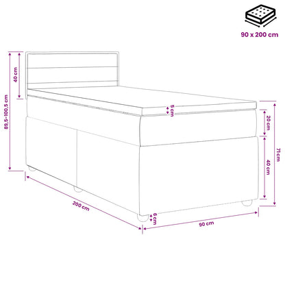 Boxspringbett mit Matratze mit Kopfteil Creme 90 x 200 cm Stoff
