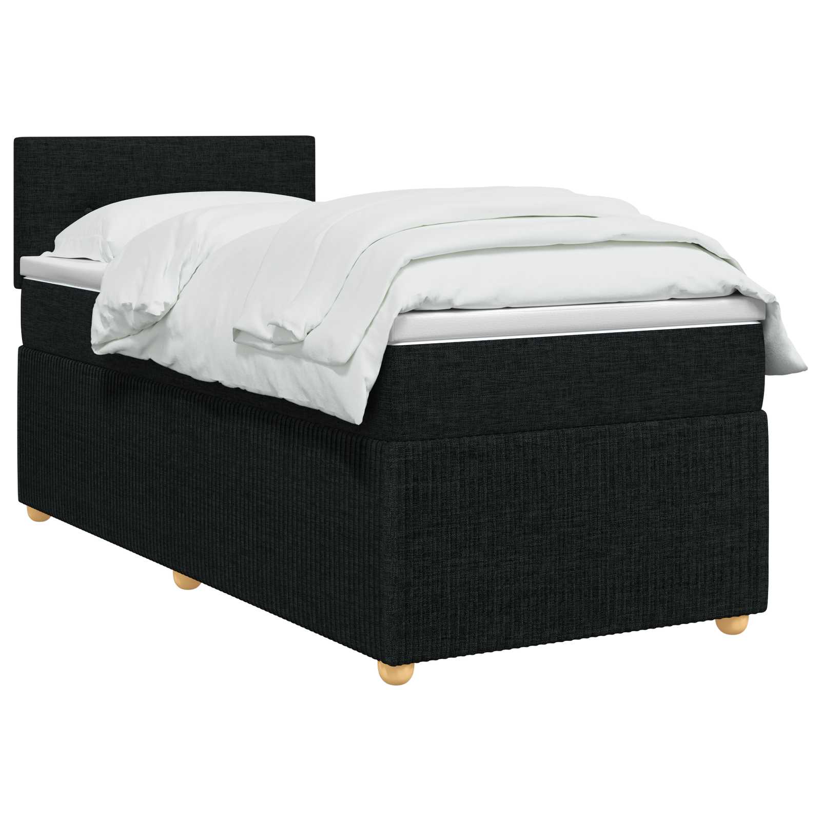 Boxspringbett mit Matratze Schwarz 90 x 200 cm Stoff
