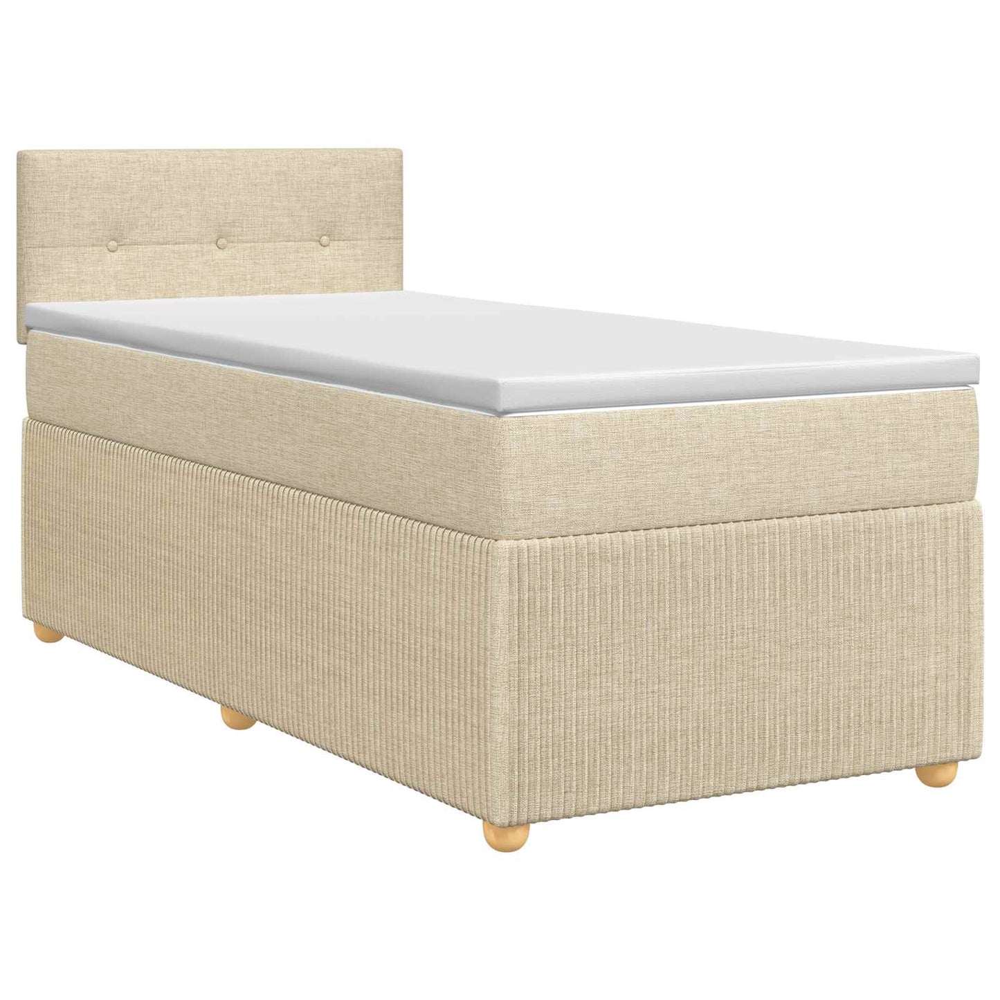 Boxspringbett mit Matratze mit Kopfteil Creme 90 x 200 cm Stoff