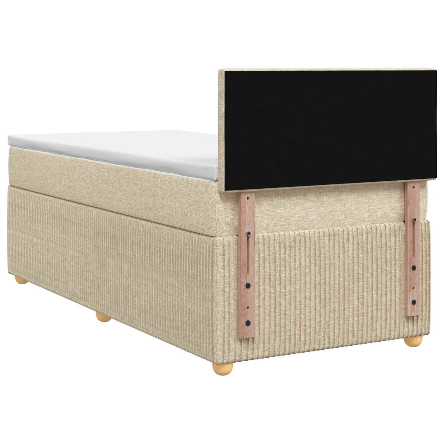 Boxspringbett mit Matratze mit Kopfteil Creme 90 x 200 cm Stoff