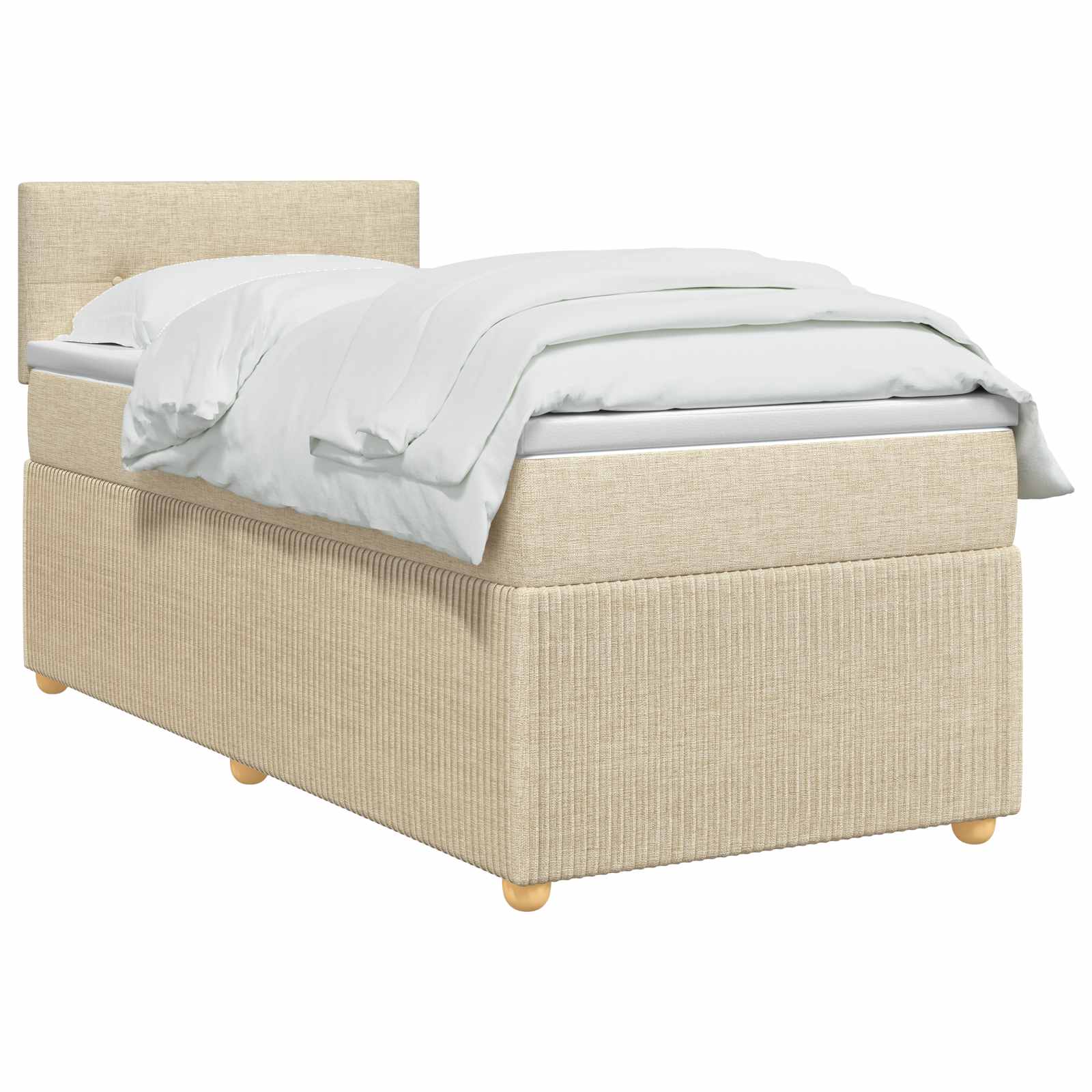 Boxspringbett mit Matratze mit Kopfteil Creme 90 x 200 cm Stoff