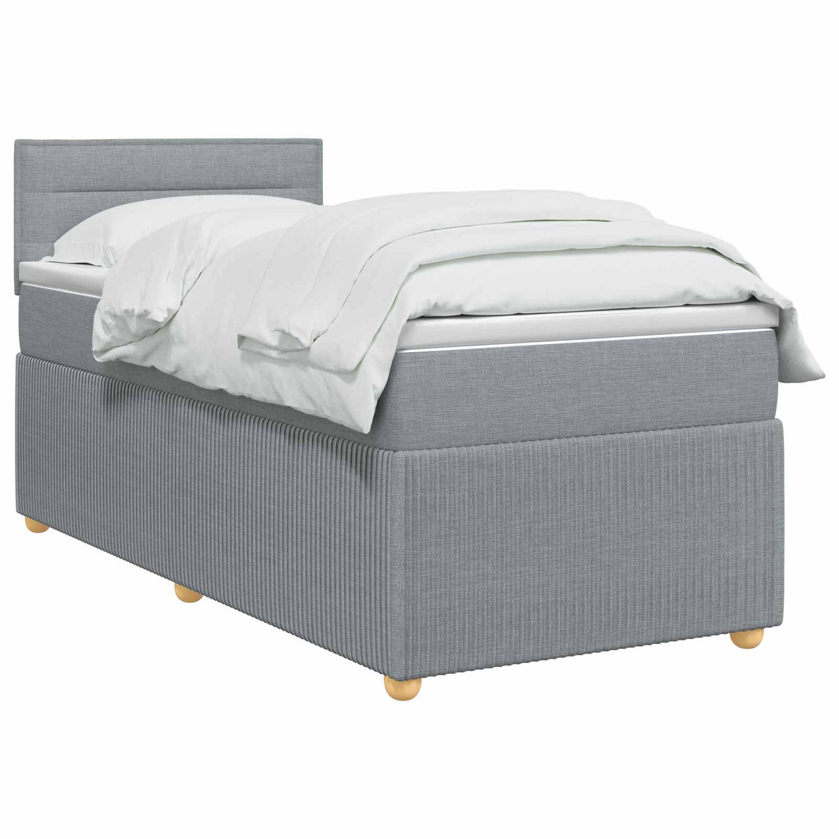 Boxspringbett mit Matratze Hellgrau 100 x 200 cm Stoff