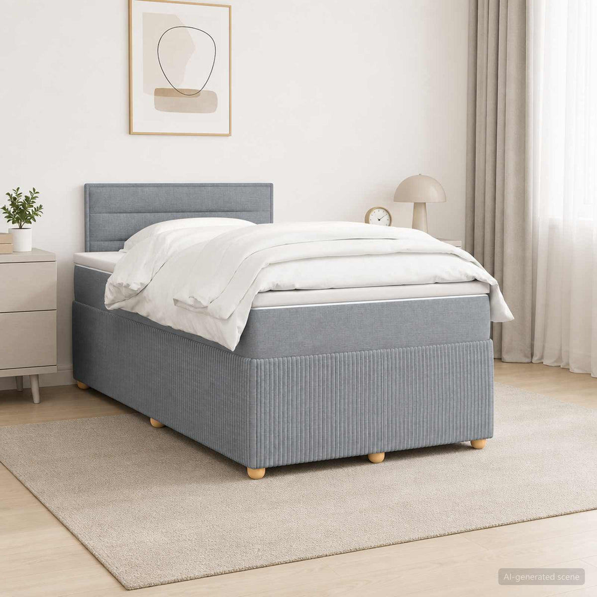 Boxspringbett mit Matratze Hellgrau 120 x 190 cm Stoff