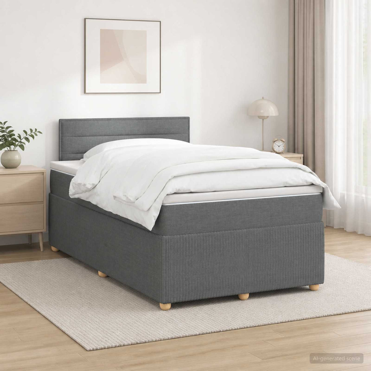 Boxspringbett mit Matratze Dunkelgrau 120 x 190 cm Stoff