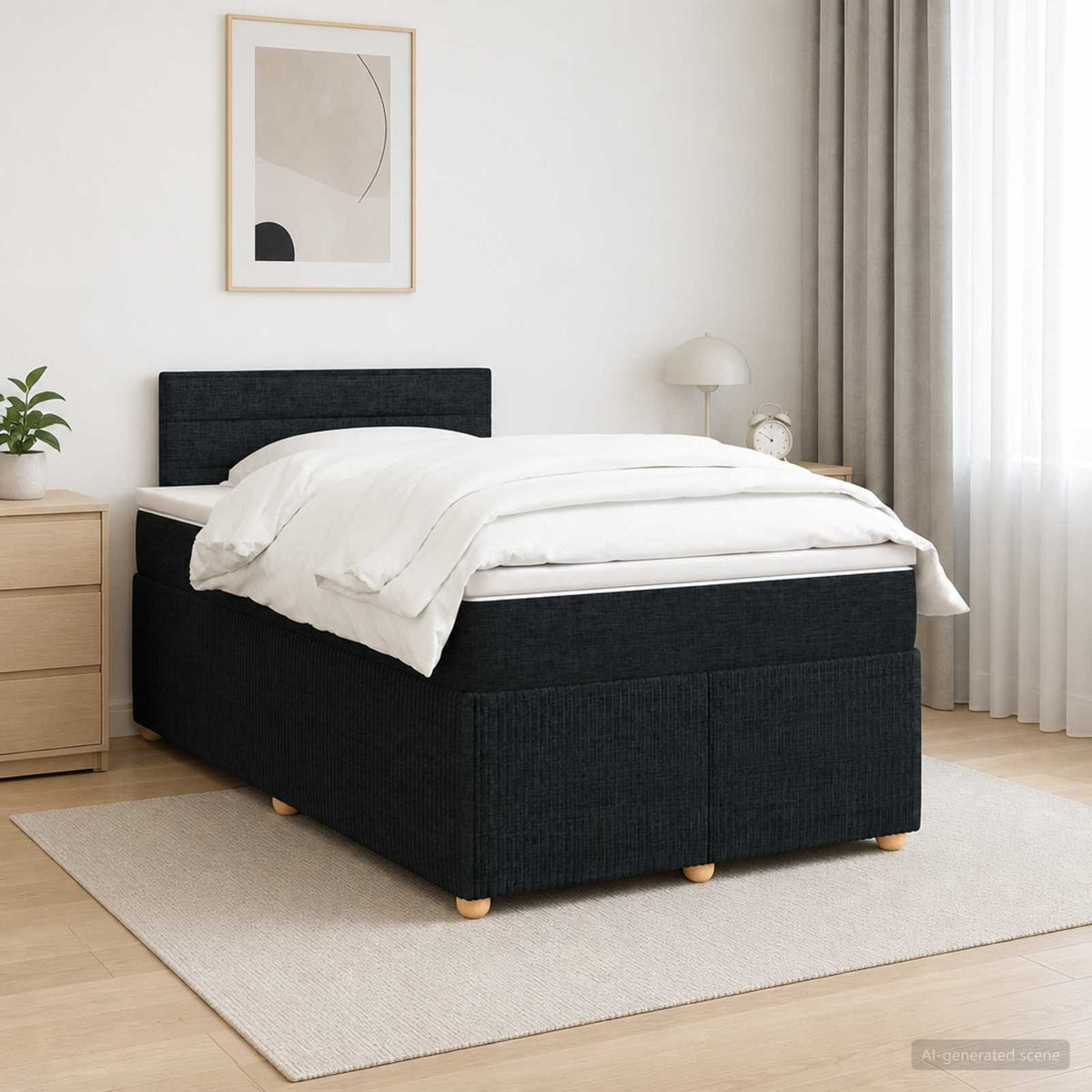 Boxspringbett mit Matratze Schwarz 120 x 200 cm Stoff
