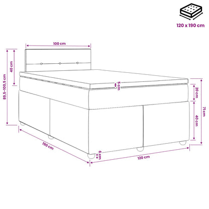 Boxspringbett mit Matratze Hellgrau 120 x 190 cm Stoff
