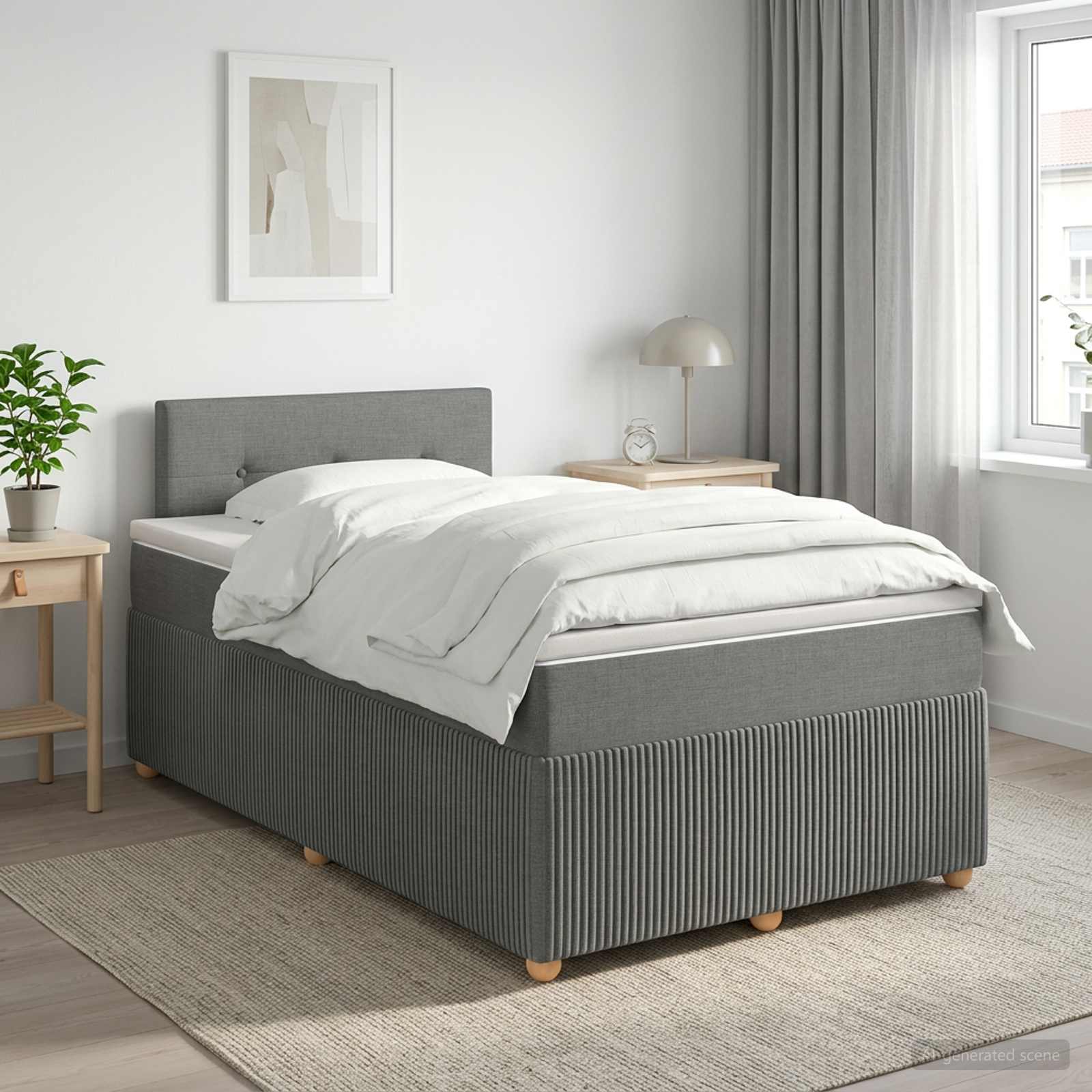 Boxspringbett mit Matratze Dunkelgrau 120 x 190 cm Stoff