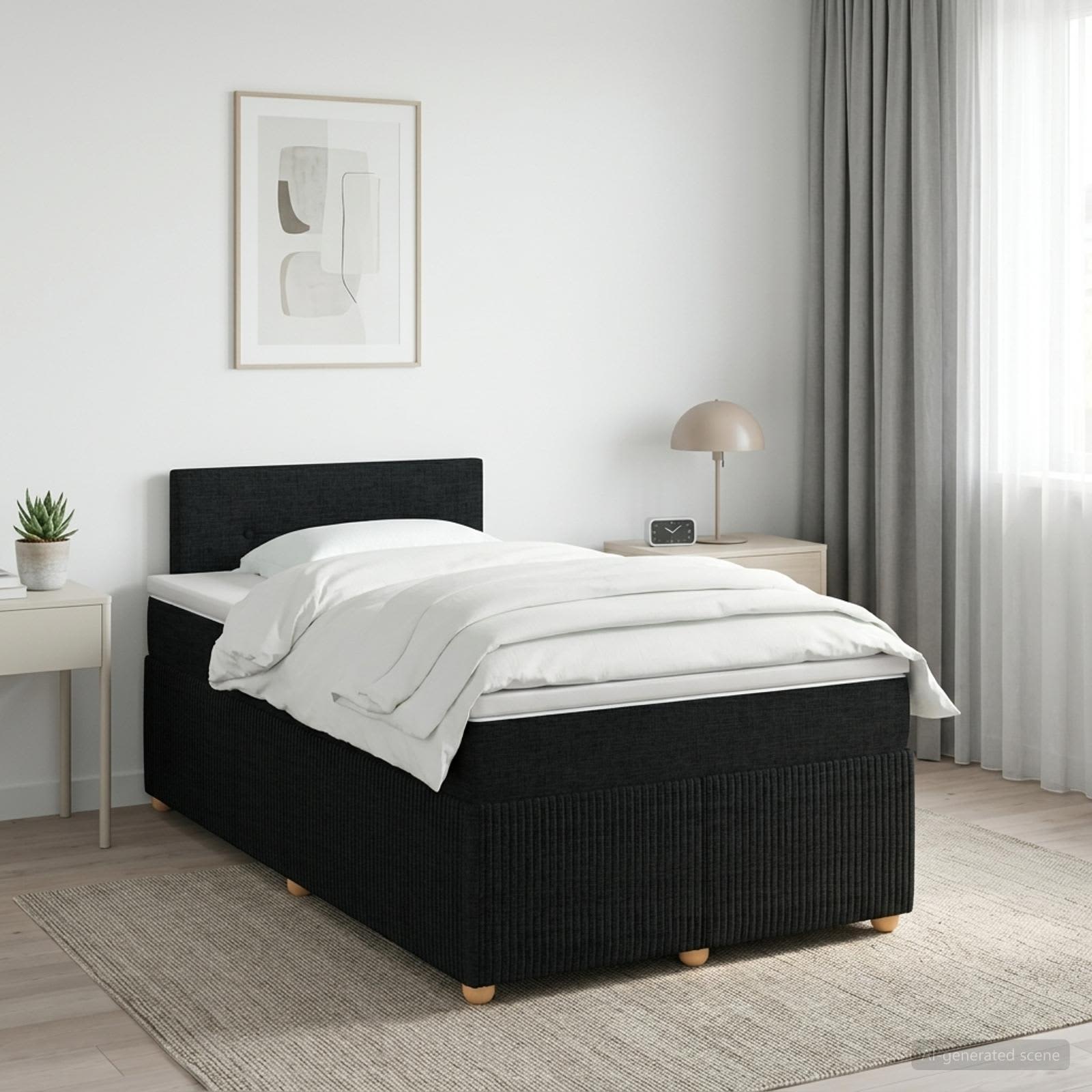 Boxspringbett mit Matratze Schwarz 120 x 190 cm Stoff
