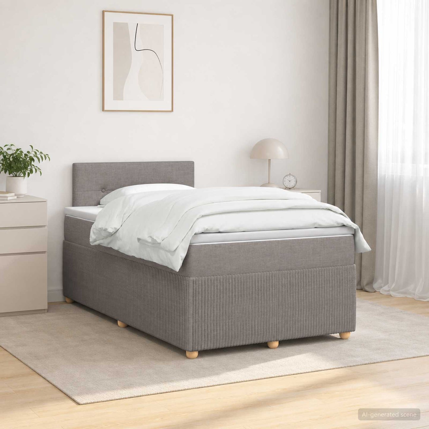 Boxspringbett mit Matratze Taupe 120 x 200 cm Stoff