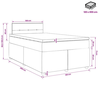 Boxspringbett mit Matratze Hellgrau 120 x 200 cm Stoff