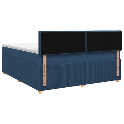 Boxspringbett mit Matratze mit Kopfteil Blau 160 x 200 cm Stoff