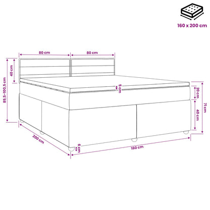Boxspringbett mit Matratze mit Kopfteil Blau 160 x 200 cm Stoff