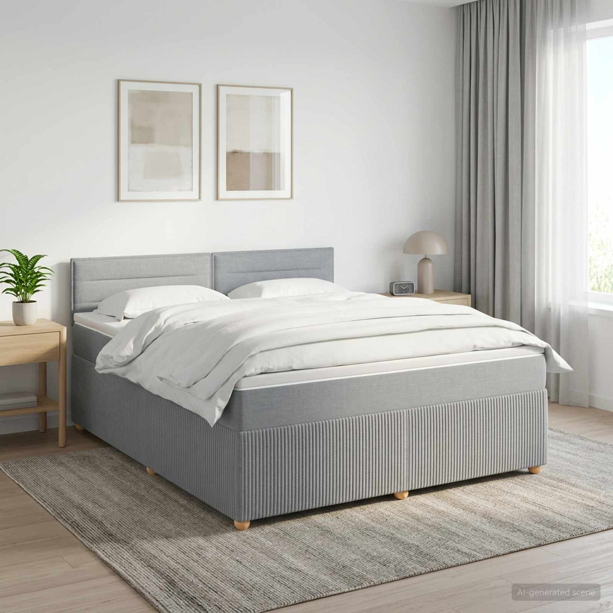 Boxspringbett mit Matratze Hellgrau 160 x 200 cm Stoff