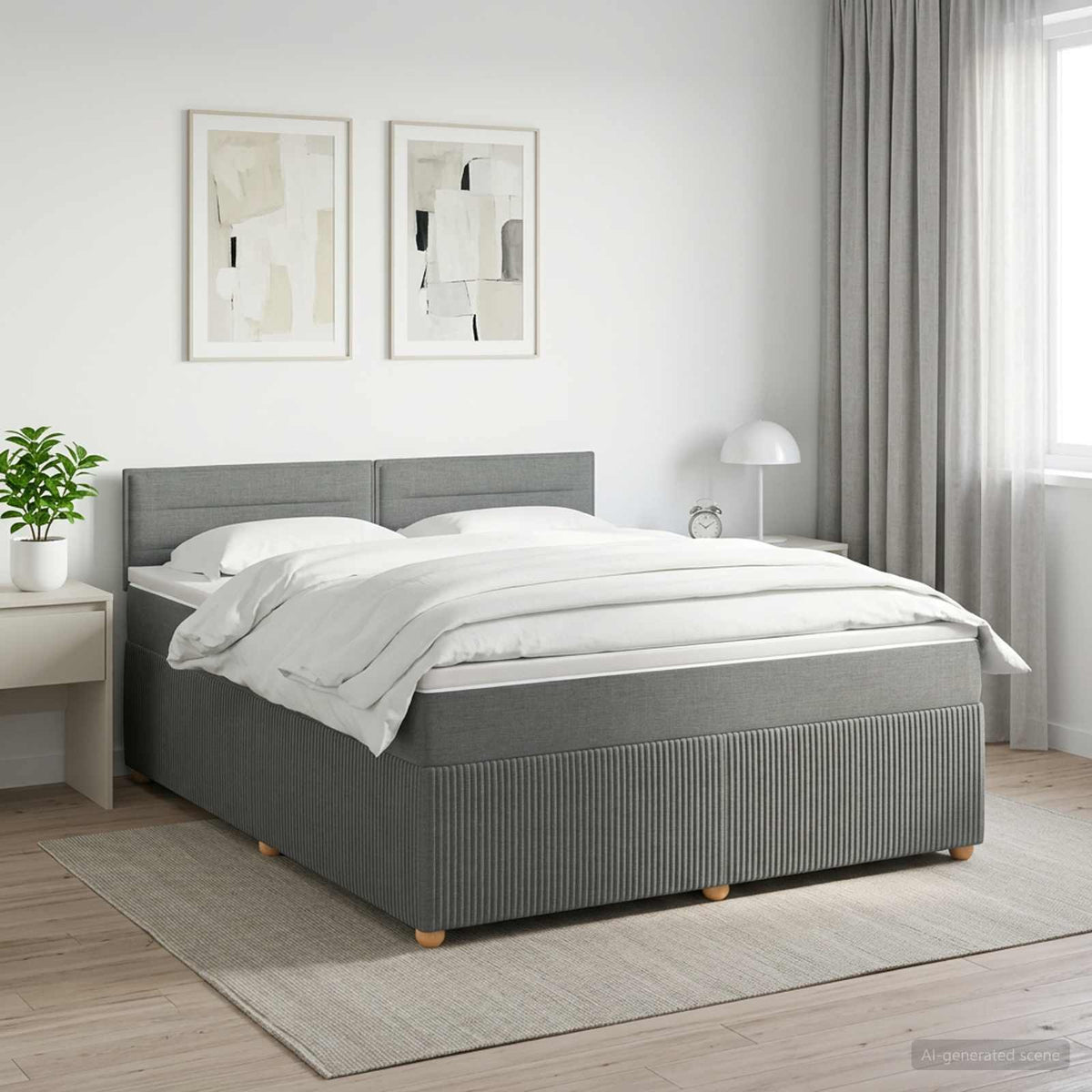 Boxspringbett mit Matratze Dunkelgrau 160 x 200 cm Stoff