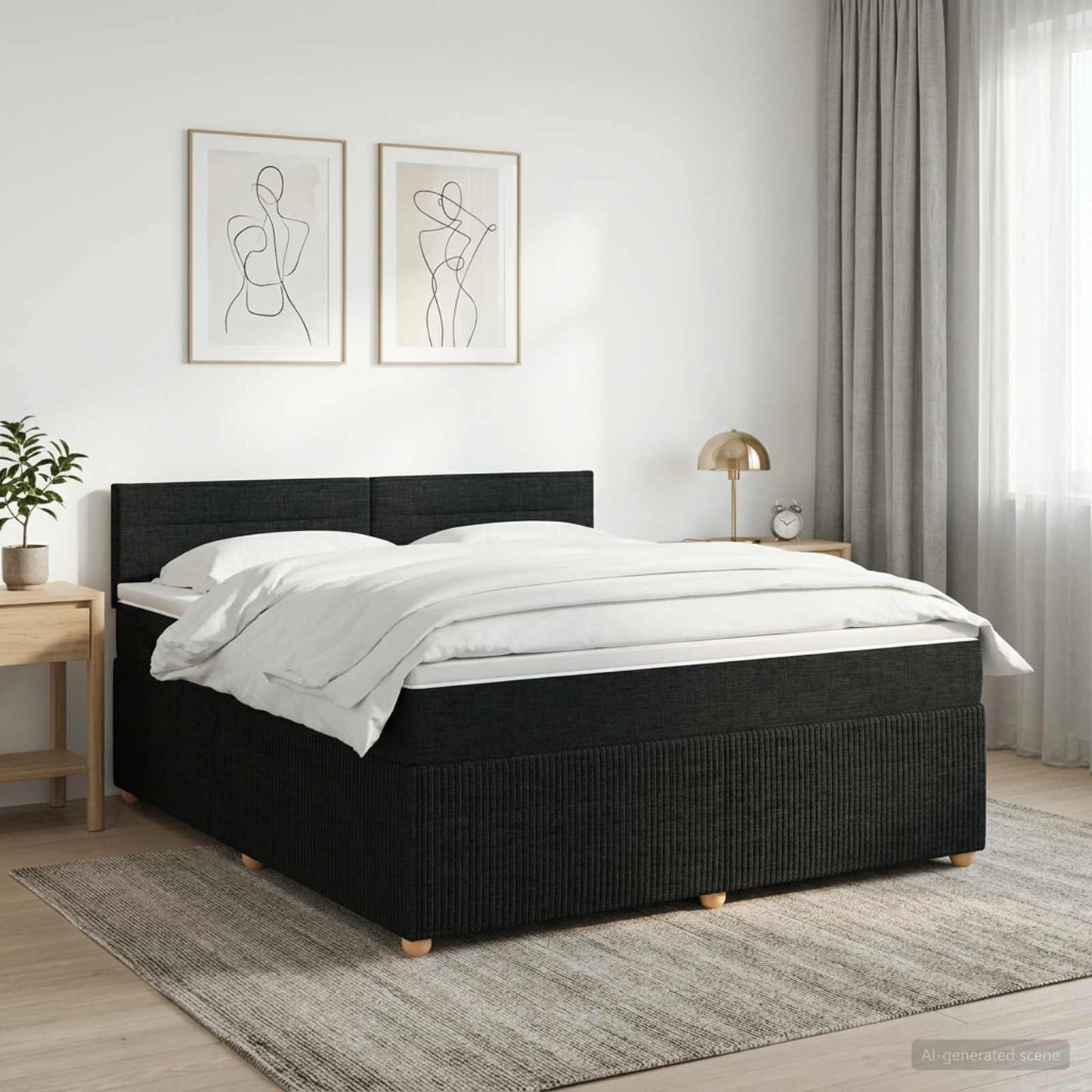 Boxspringbett mit Matratze Schwarz 140 x 190 cm Stoff