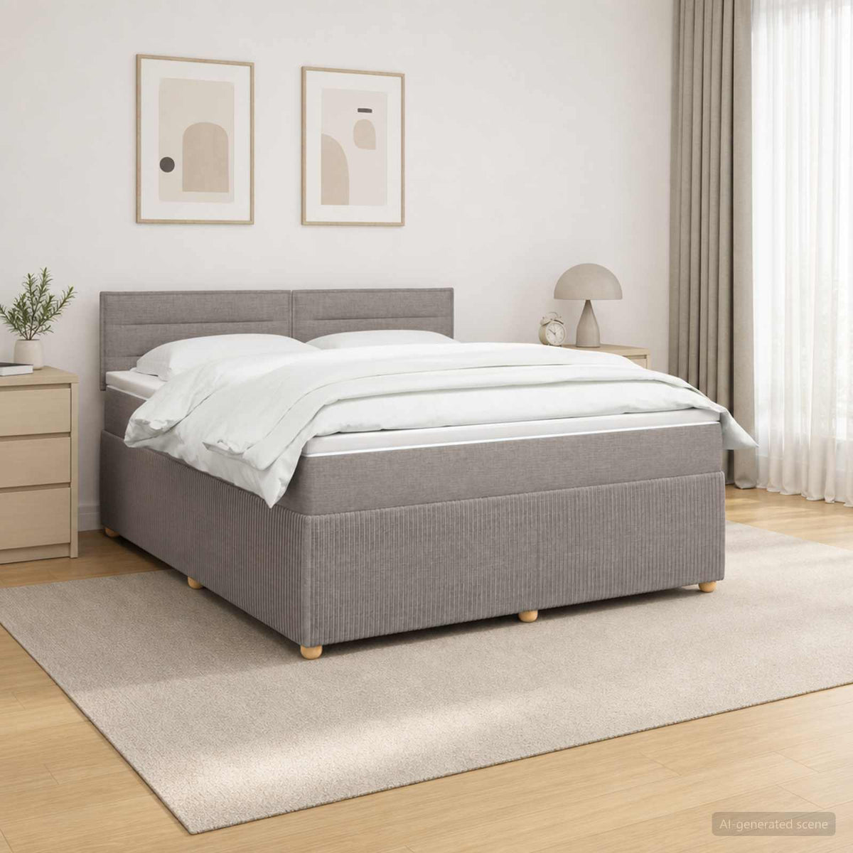 Boxspringbett mit Matratze Taupe 180 x 200 cm Stoff