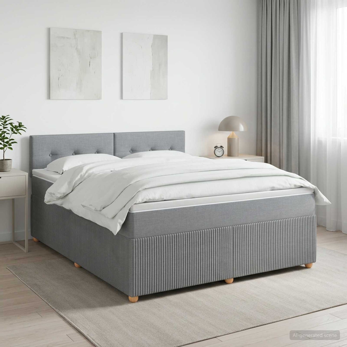 Boxspringbett mit Matratze Hellgrau 180 x 200 cm Stoff