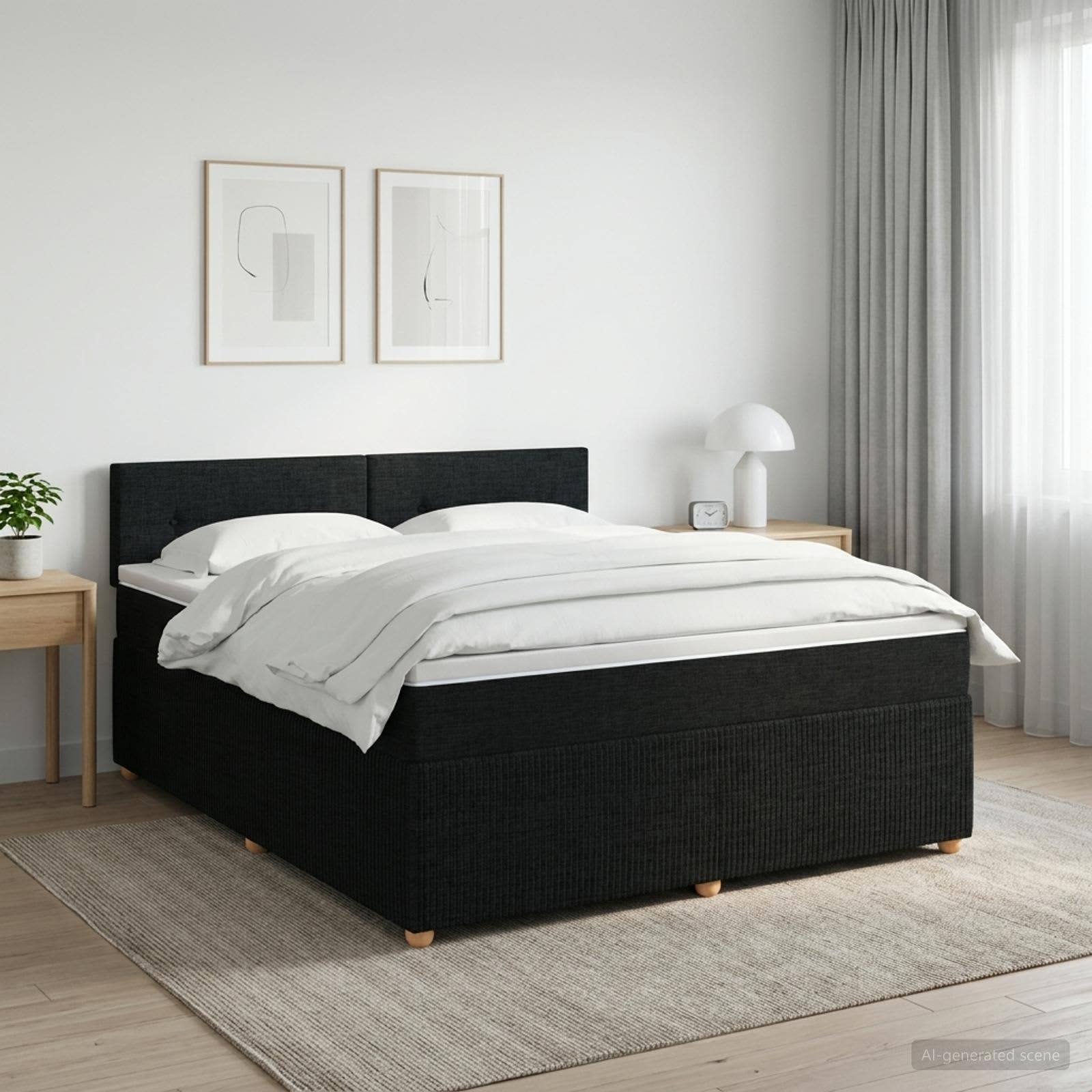 Boxspringbett mit Matratze Schwarz 180 x 200 cm Stoff