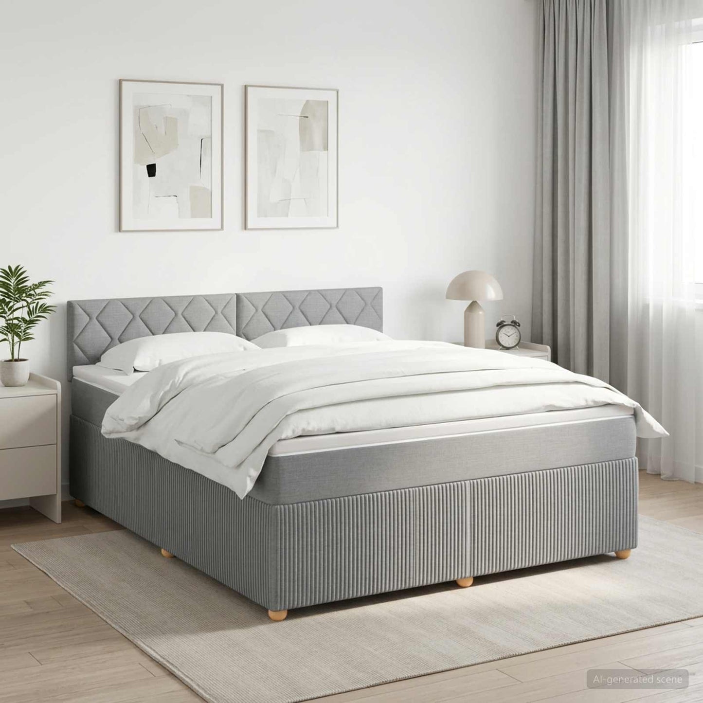 Boxspringbett mit Matratze Hellgrau 180 x 200 cm Stoff