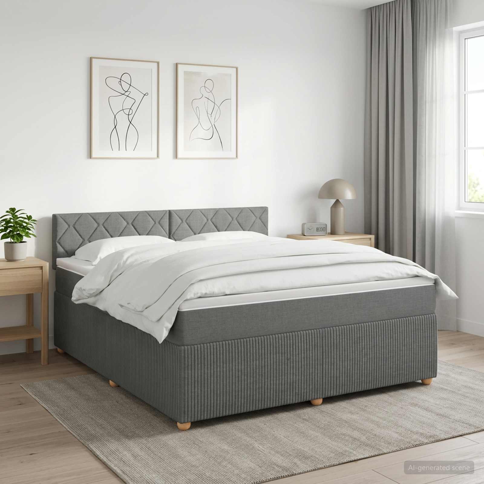 Boxspringbett mit Matratze Dunkelgrau 180 x 200 cm Stoff