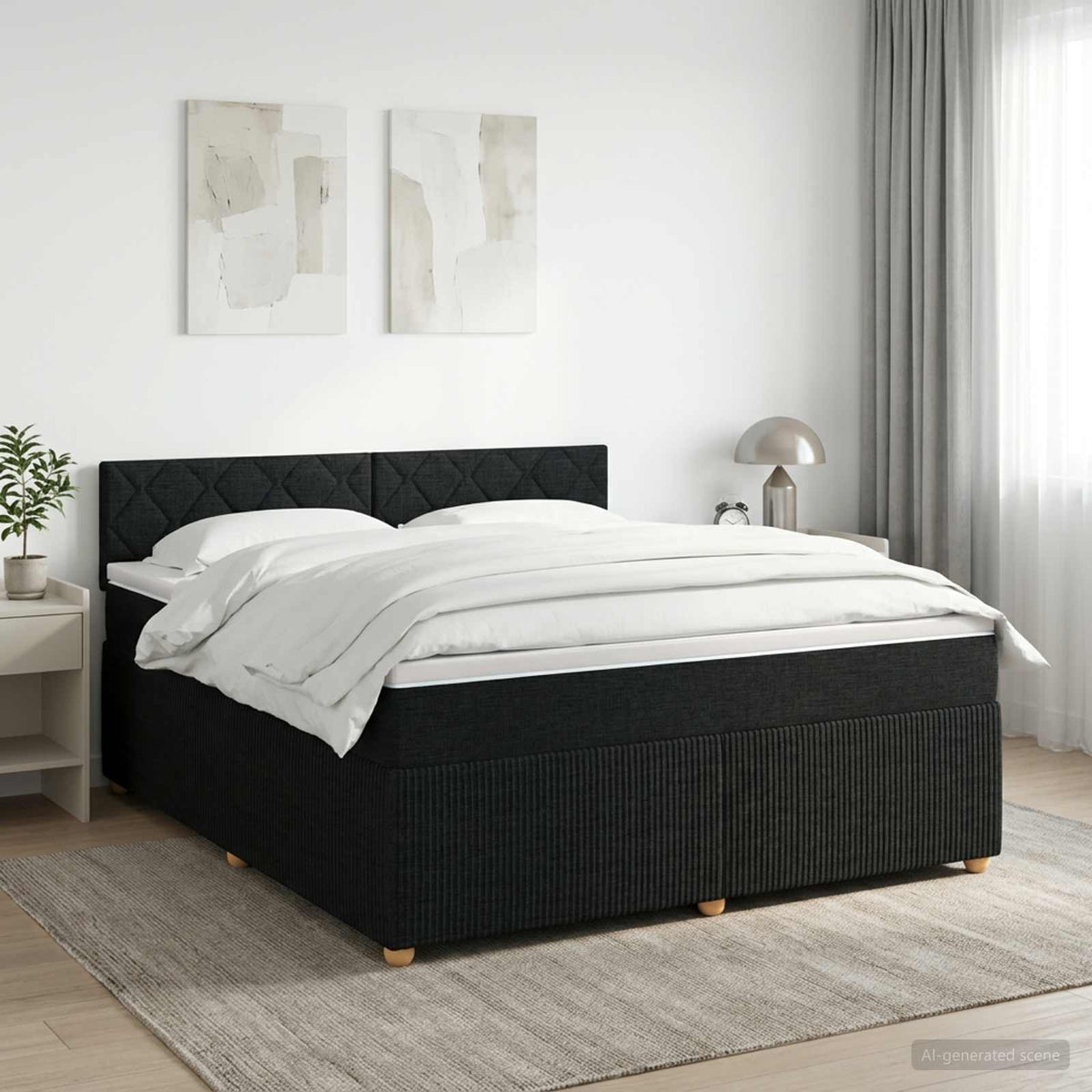 Boxspringbett mit Matratze Schwarz 140 x 190 cm Stoff