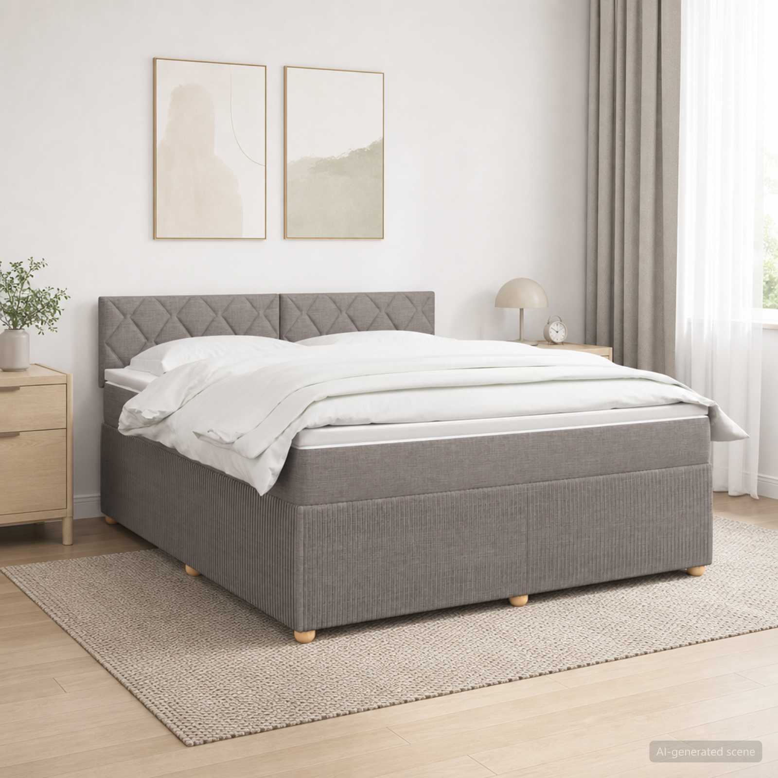 Boxspringbett mit Matratze Taupe 160 x 200 cm Stoff