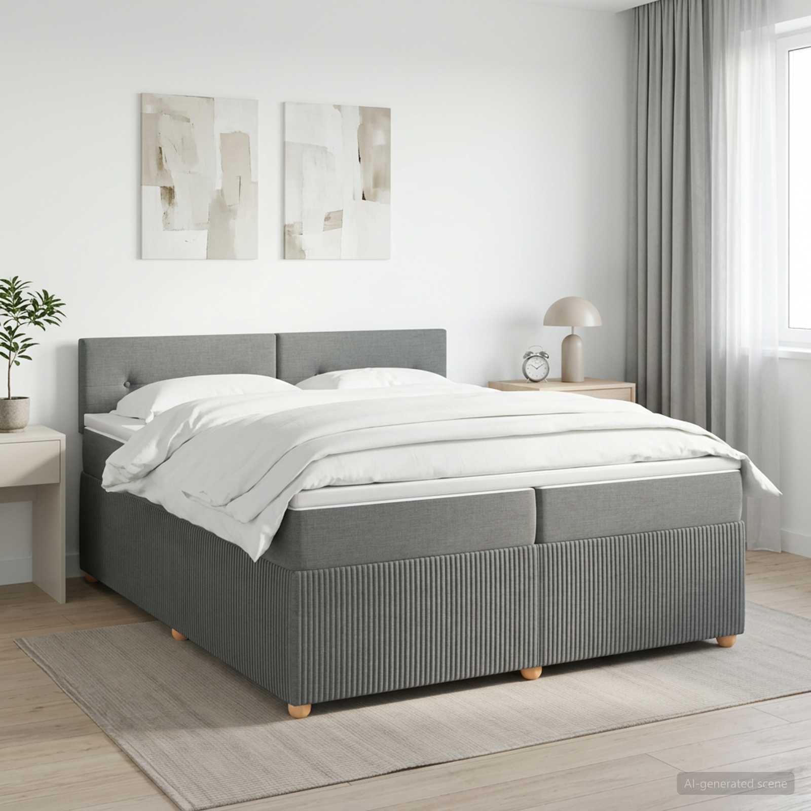 Boxspringbett mit Matratze Dunkelgrau 200 x 200 cm Stoff