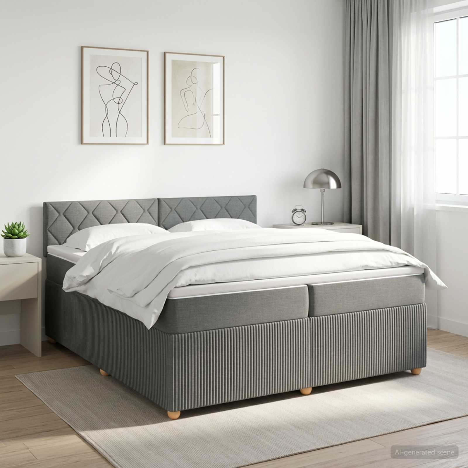 Boxspringbett mit Matratze Dunkelgrau 200 x 200 cm Stoff