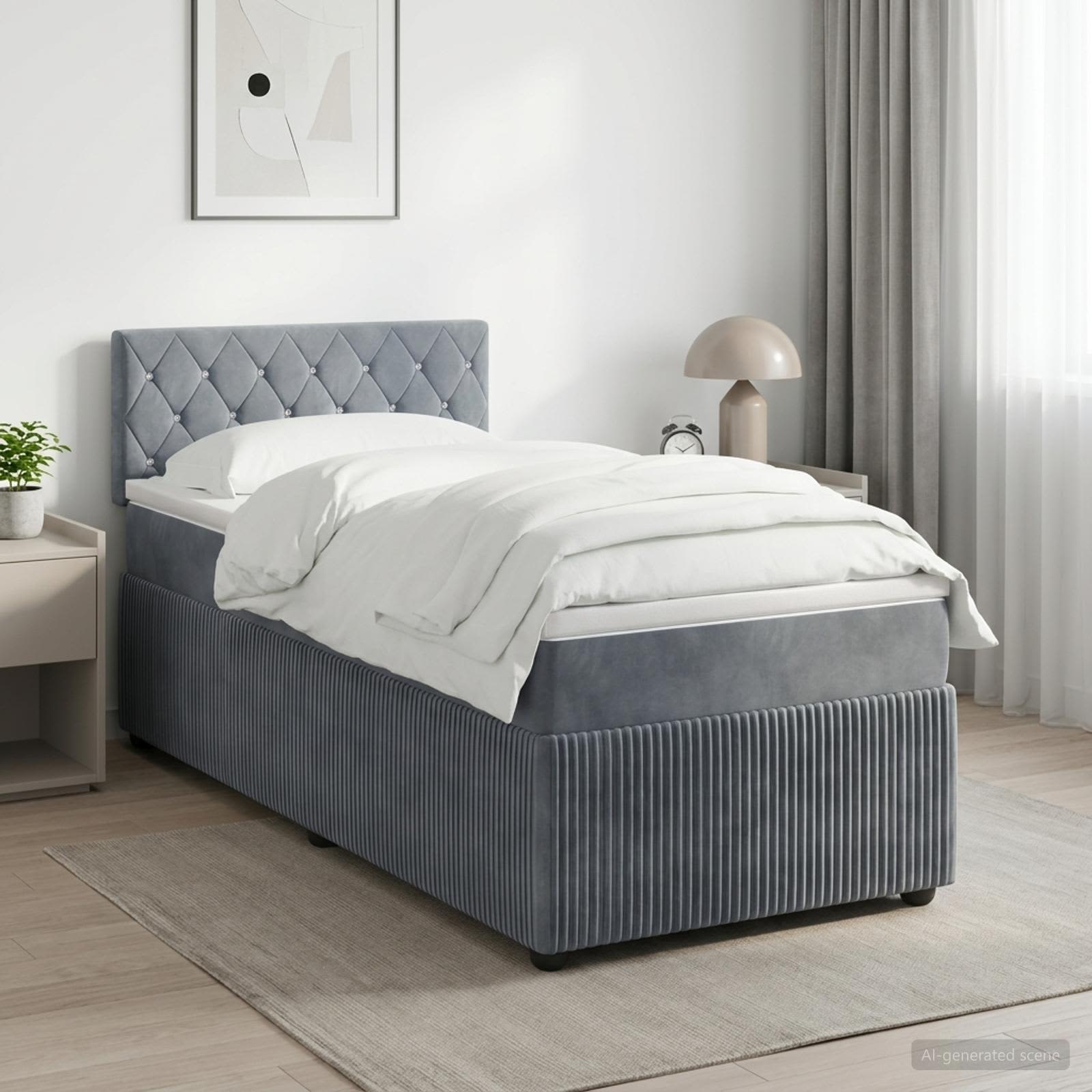 Boxspringbett mit Matratze Dunkelgrau 100 x 200 cm Samt