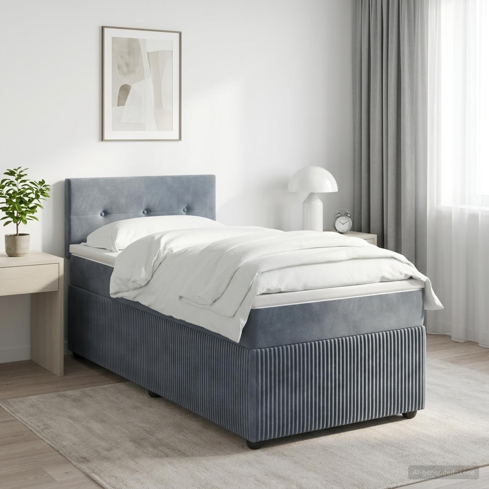 Boxspringbett mit Matratze Dunkelgrau 90 x 190 cm Samt