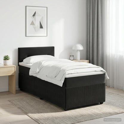 Boxspringbett mit Matratze Schwarz 80 x 200 cm Samt