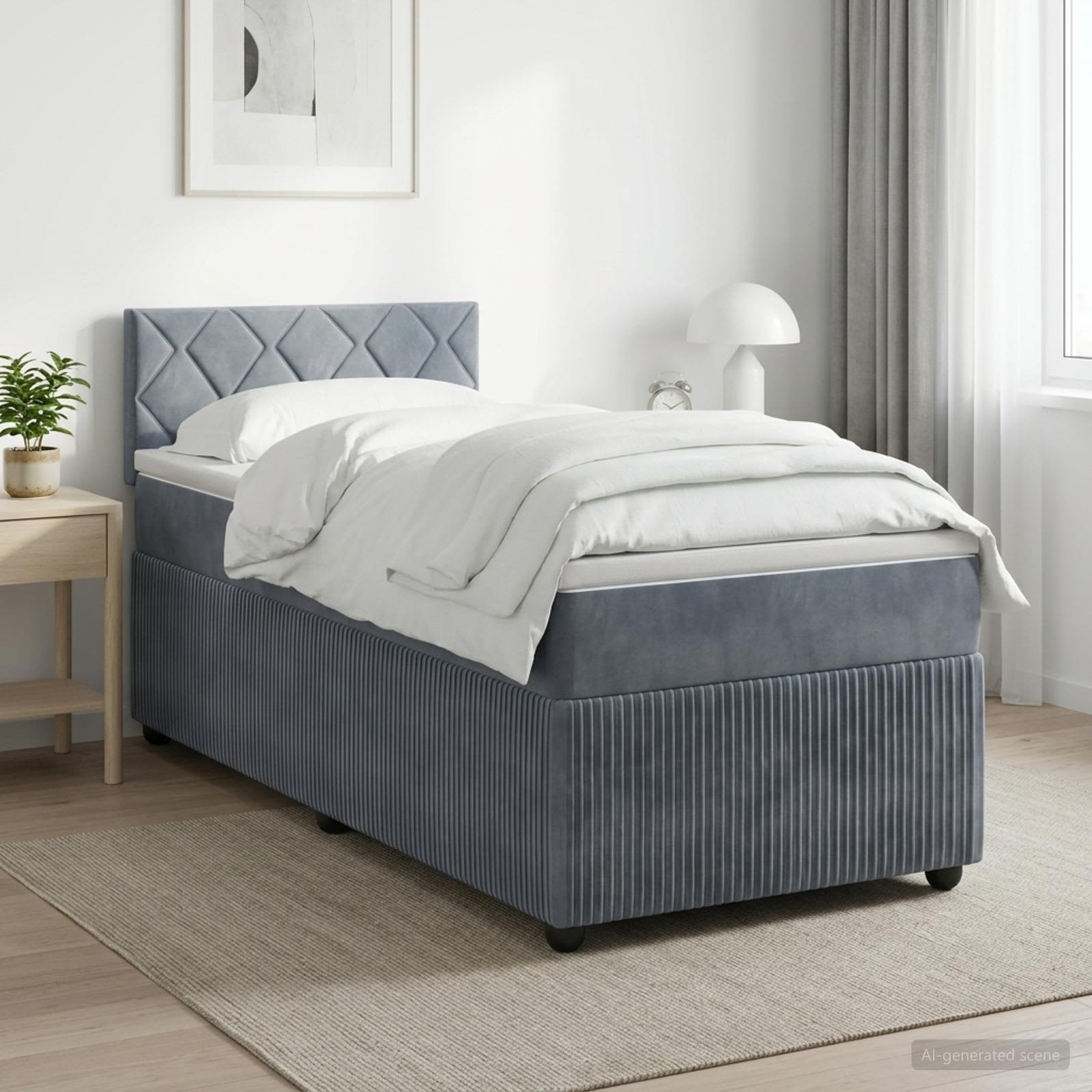 Boxspringbett mit Matratze Dunkelgrau 80 x 200 cm Samt