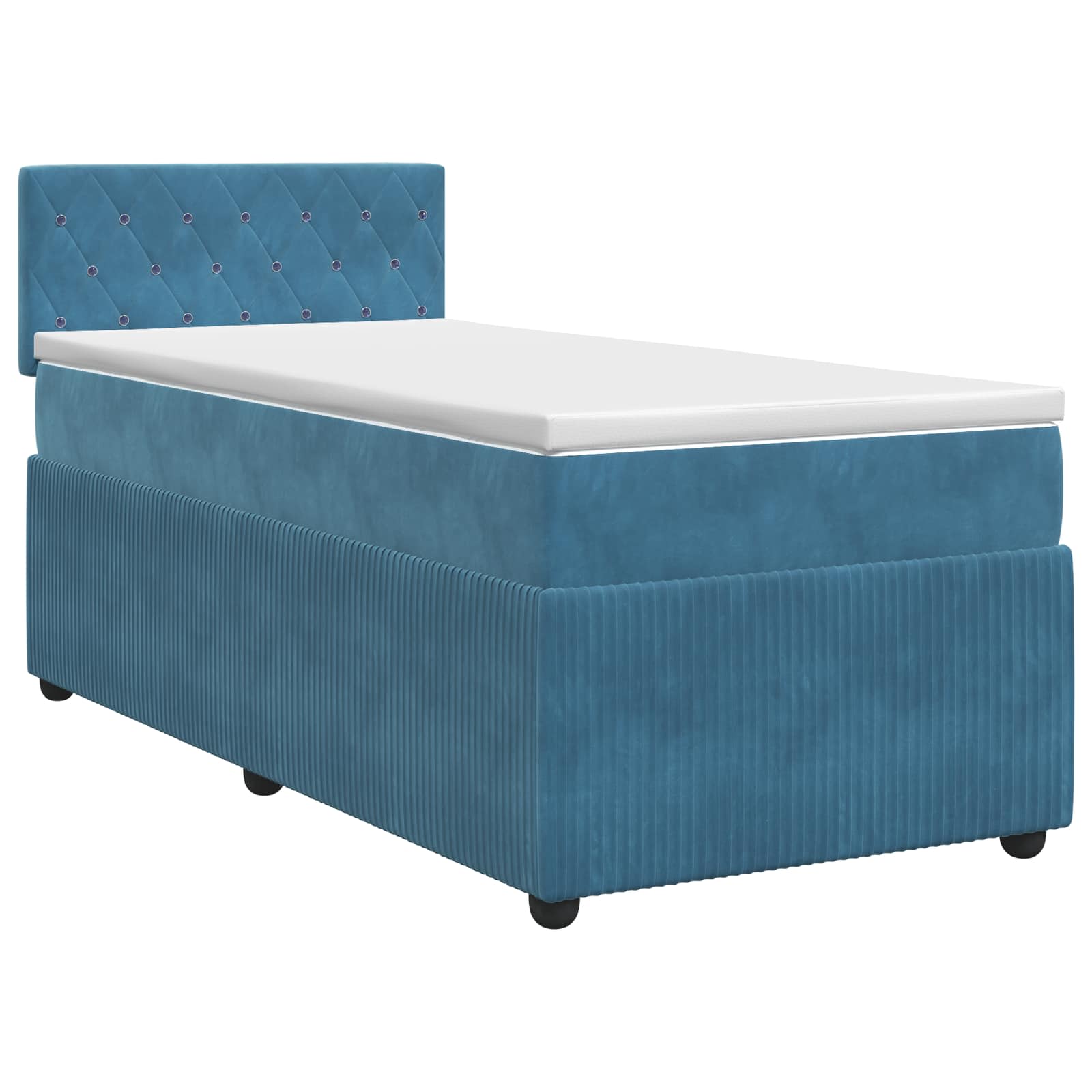 Boxspringbett mit Matratze Dunkelblau 90 x 190 cm Samt