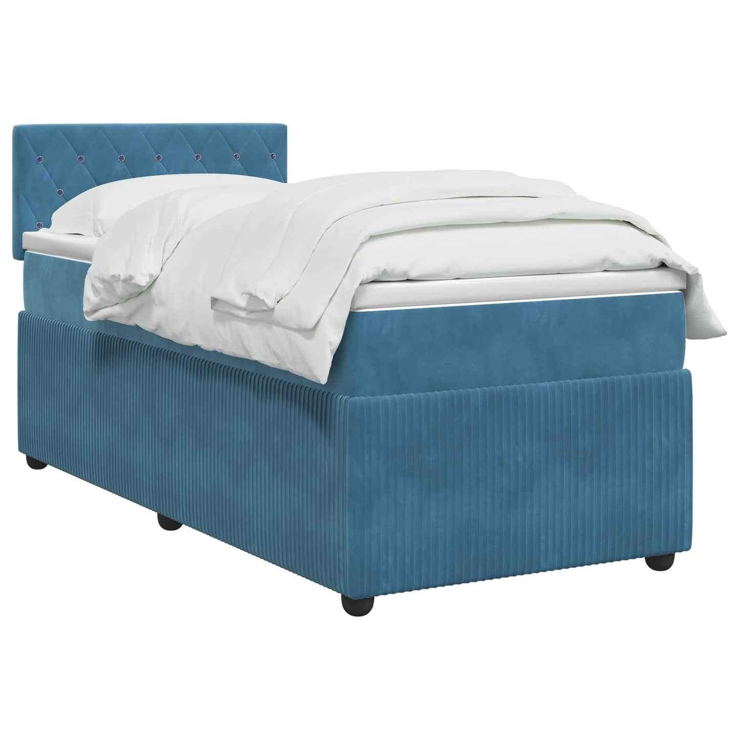 Boxspringbett mit Matratze Dunkelblau 90 x 190 cm Samt