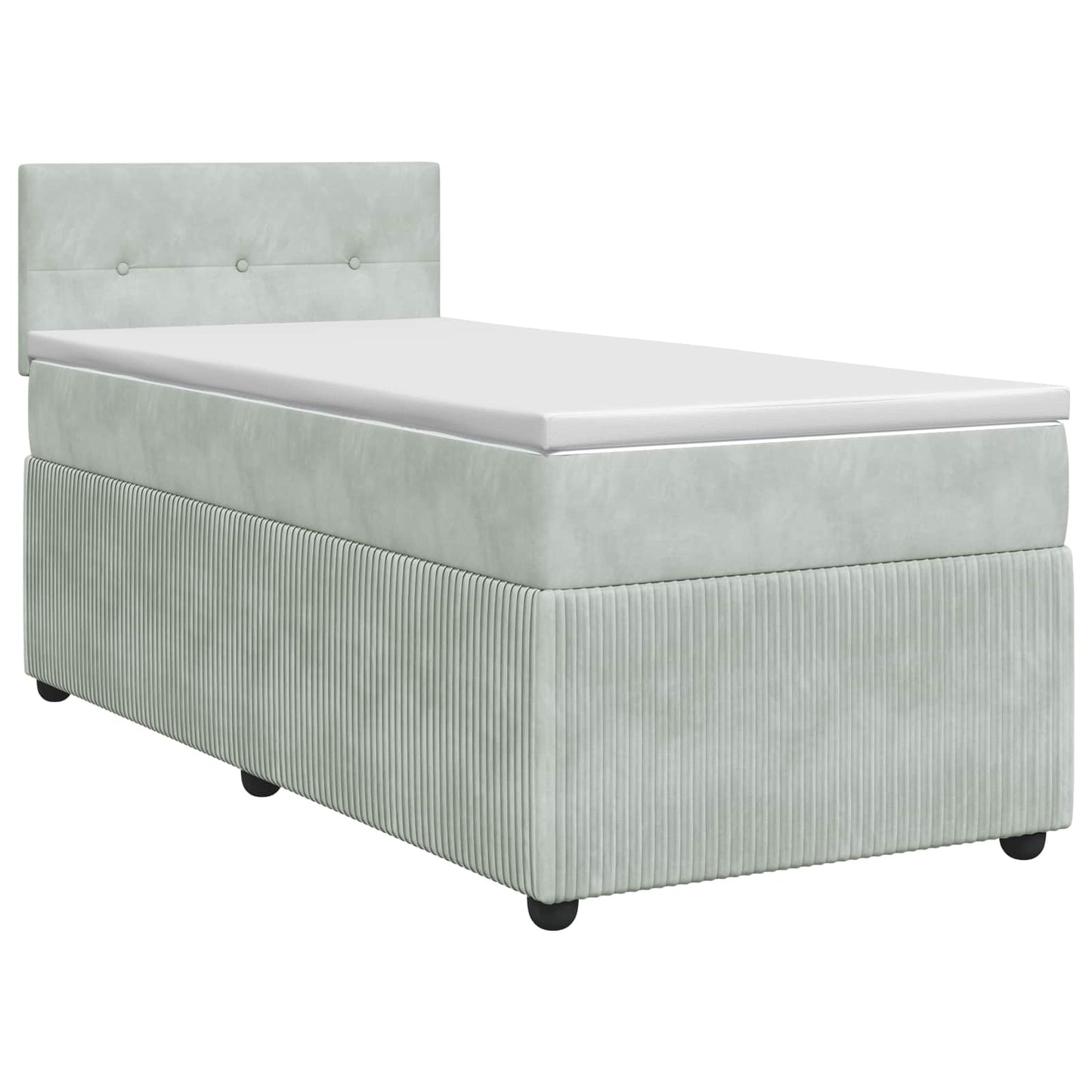 Boxspringbett mit Matratze Hellgrau 90 x 190 cm Samt