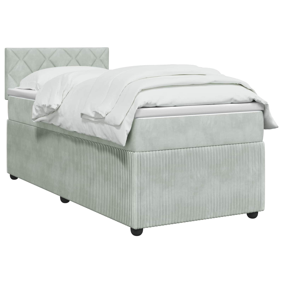 Boxspringbett mit Matratze Hellgrau 90 x 190 cm Samt