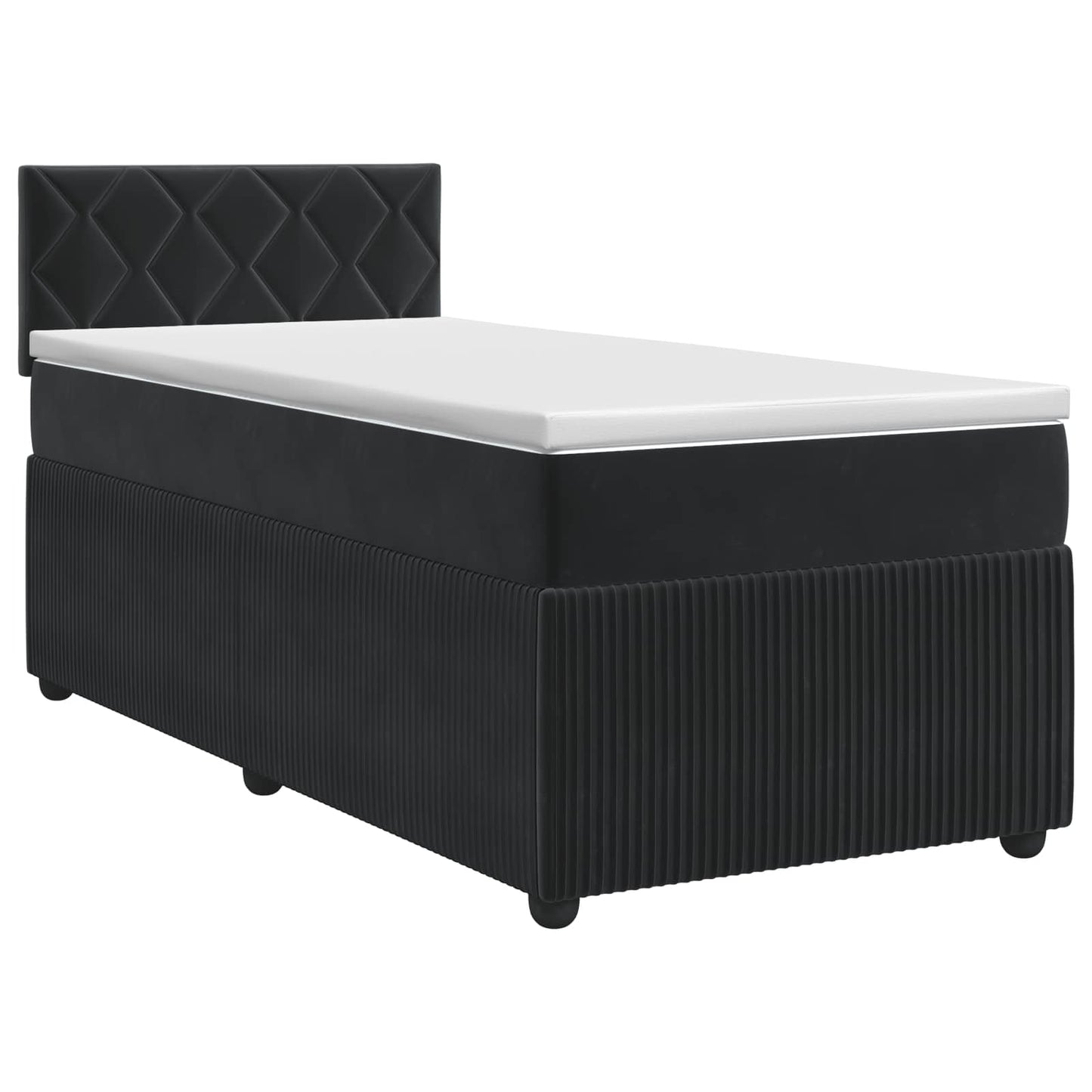 Boxspringbett mit Matratze Schwarz 90 x 190 cm Samt