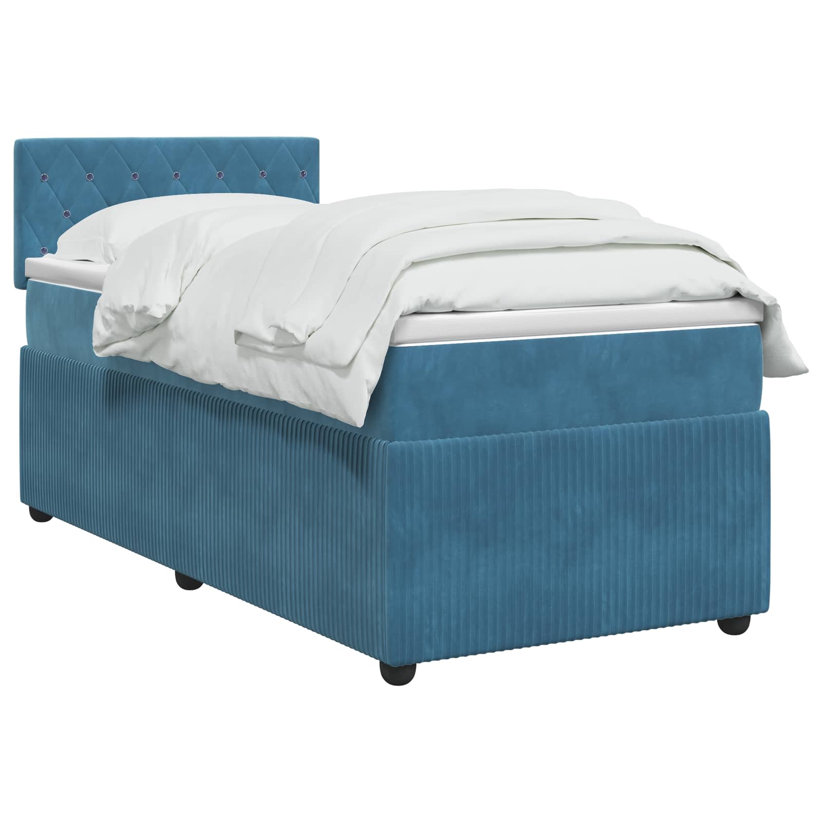 Boxspringbett mit Matratze Dunkelblau 90 x 200 cm Samt