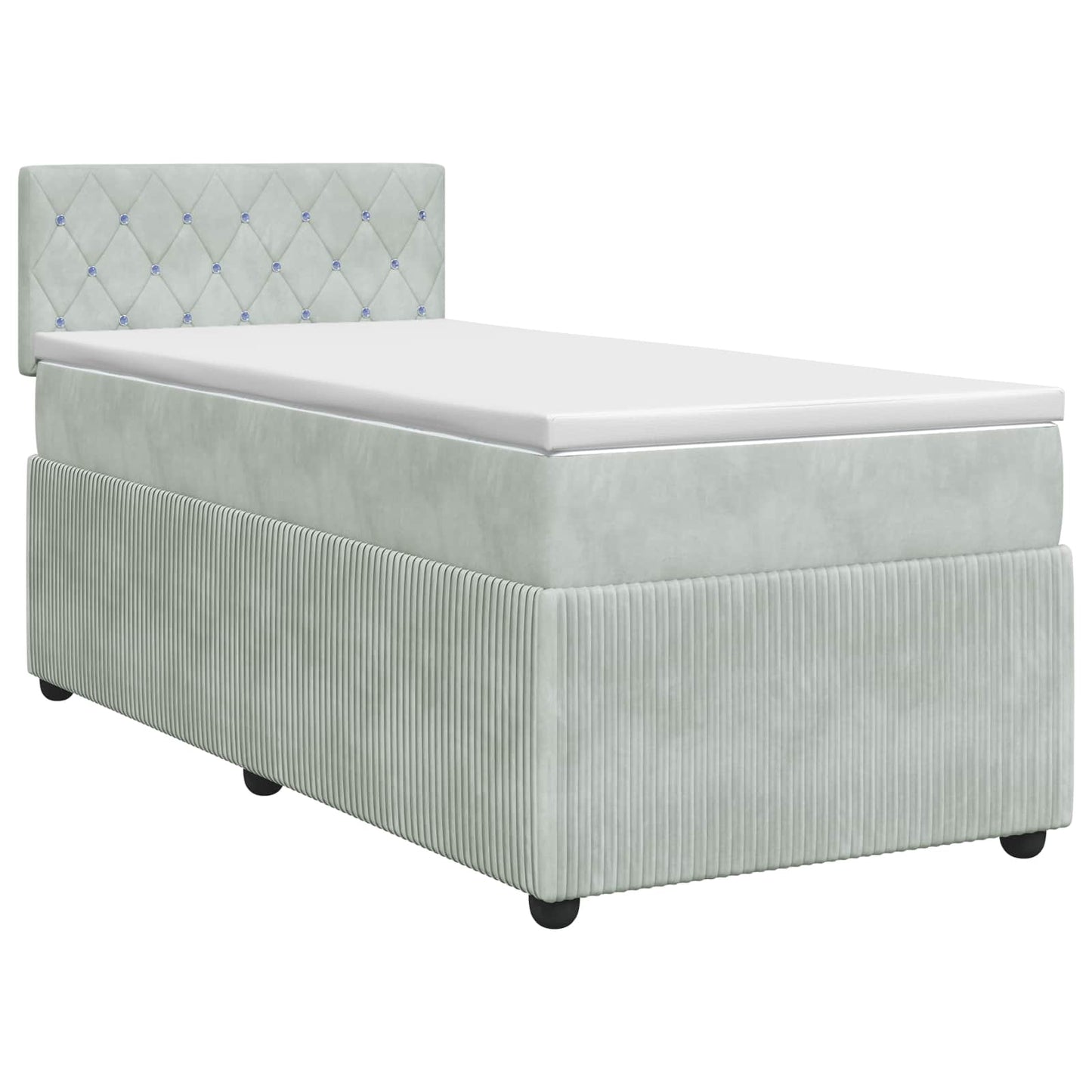 Boxspringbett mit Matratze Hellgrau 100 x 200 cm Samt